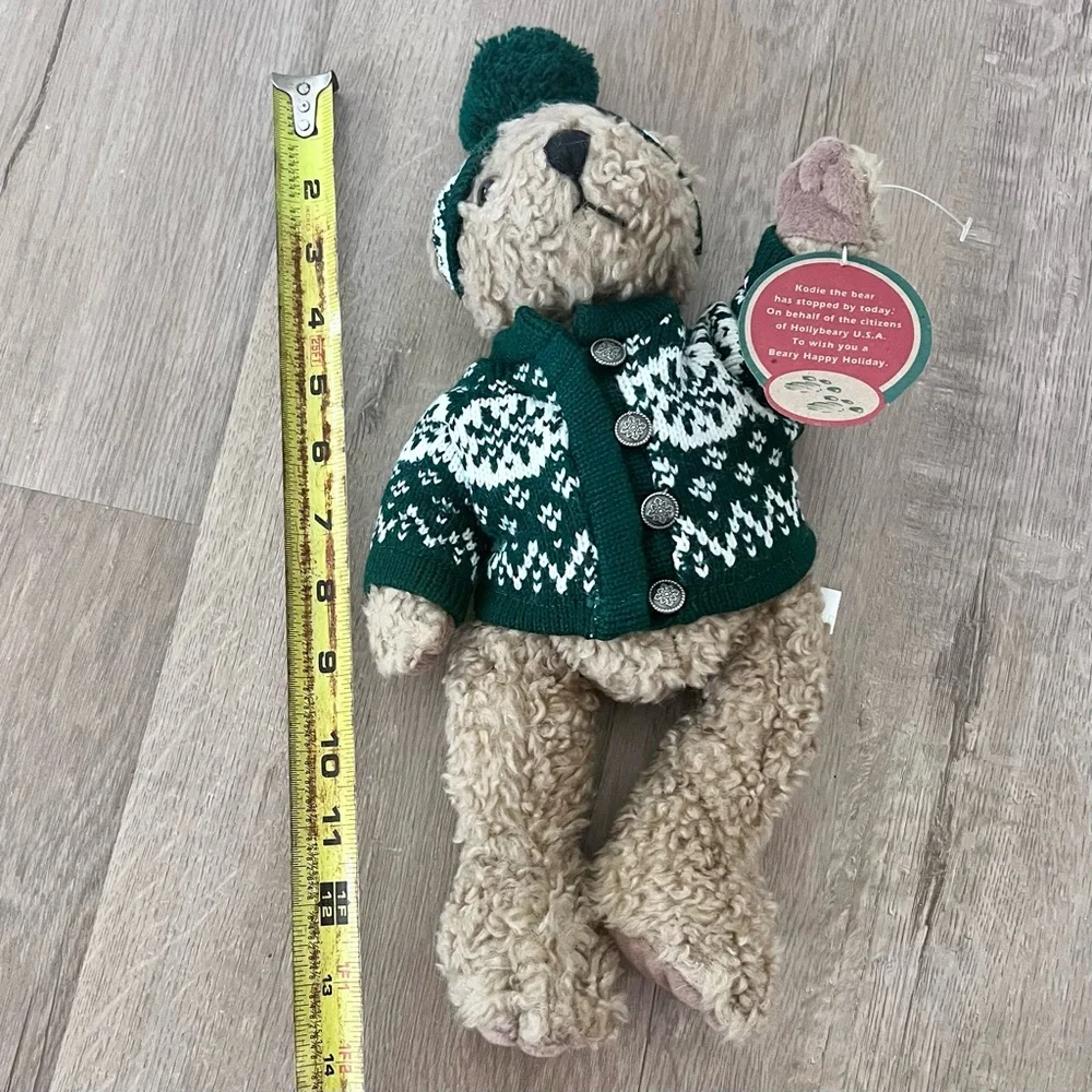 Vintage Christmas Tan Bear Plush in Sweater Holiday Stuffed Animal Kodie‎ NWT